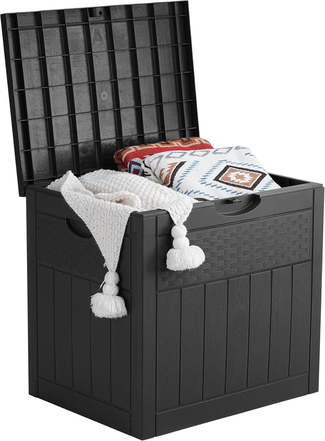 33 Gallon Deck Box, Small Outdoor Storage Box Waterproof, Lockable Secure Package Bin Delivery Box for Outside Front Porch, Patio Cushions Storage Box, Delivery Driver Snack Box for Porch, White