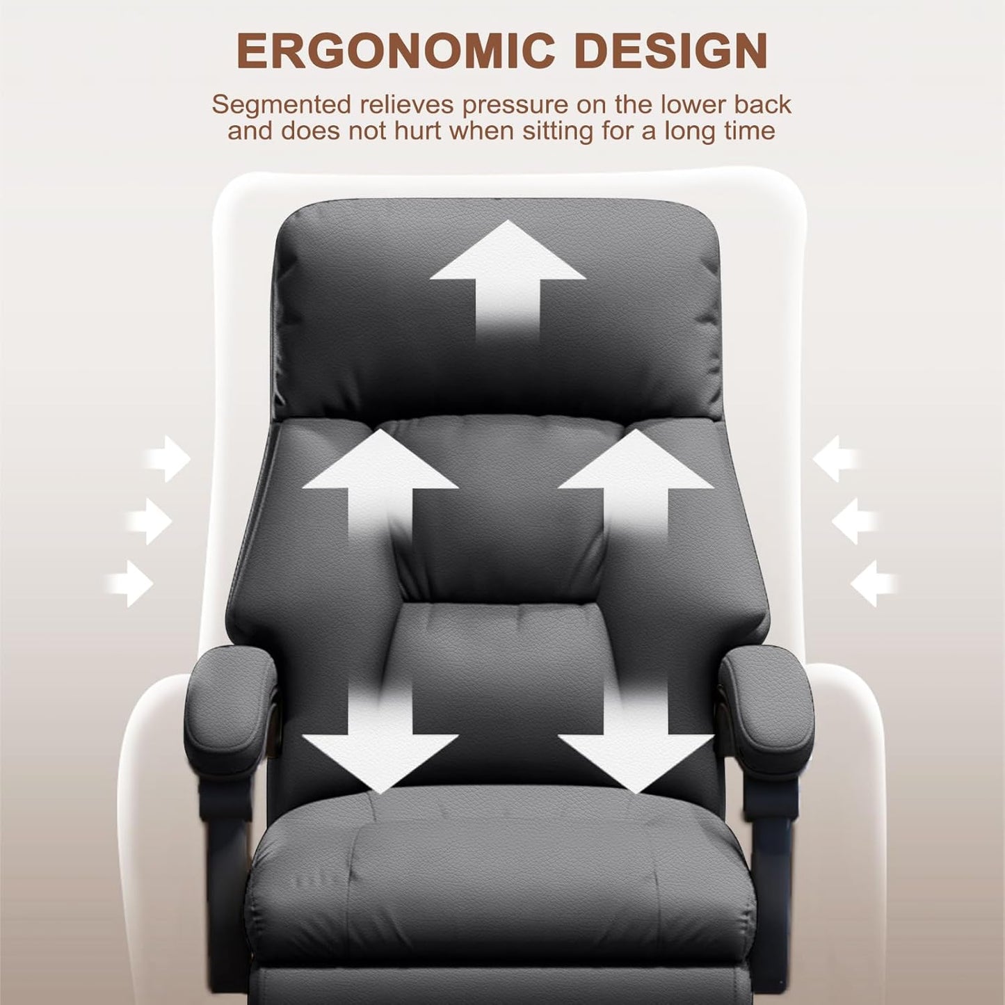 Executive Office Chair Comfortable Desk Chairs with Foot Rest High Back Computer Gaming Chairs Reclining PU Leather Swivel Work Chair for Home Office