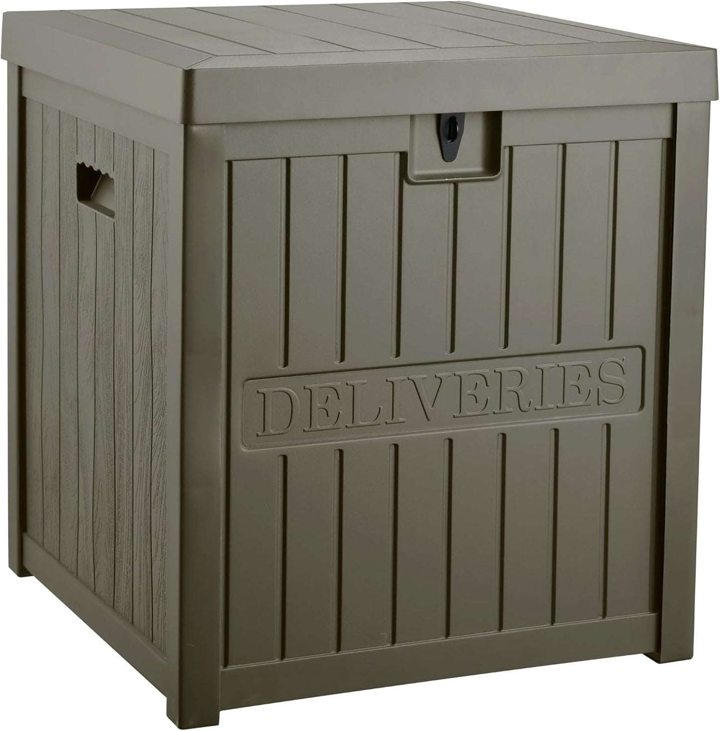 33 Gallon Deck Box, Small Outdoor Storage Box Waterproof, Lockable Secure Package Bin Delivery Box for Outside Front Porch, Patio Cushions Storage Box, Delivery Driver Snack Box for Porch, White