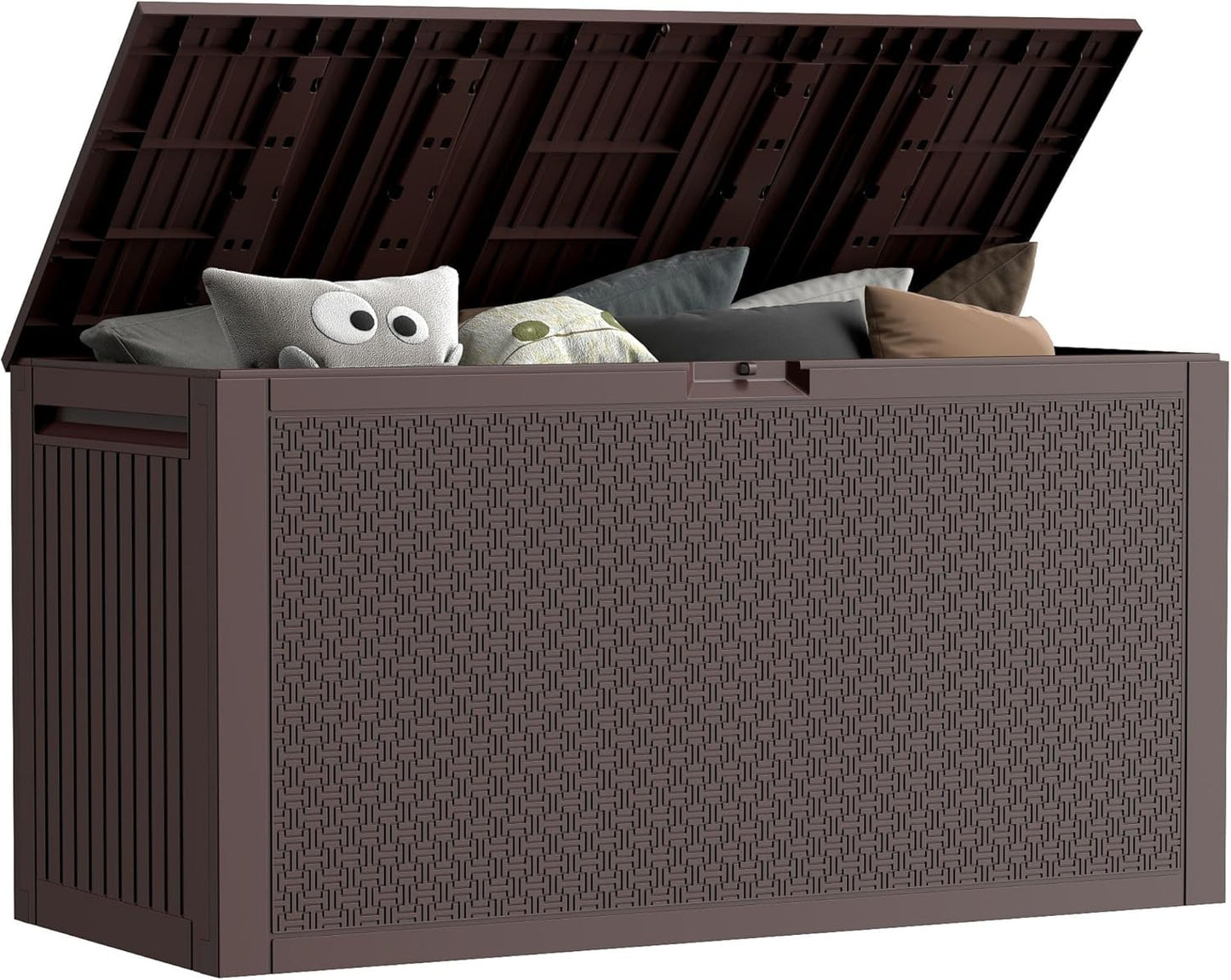 33 Gallon Deck Box, Small Outdoor Storage Box Waterproof, Lockable Secure Package Bin Delivery Box for Outside Front Porch, Patio Cushions Storage Box, Delivery Driver Snack Box for Porch, White