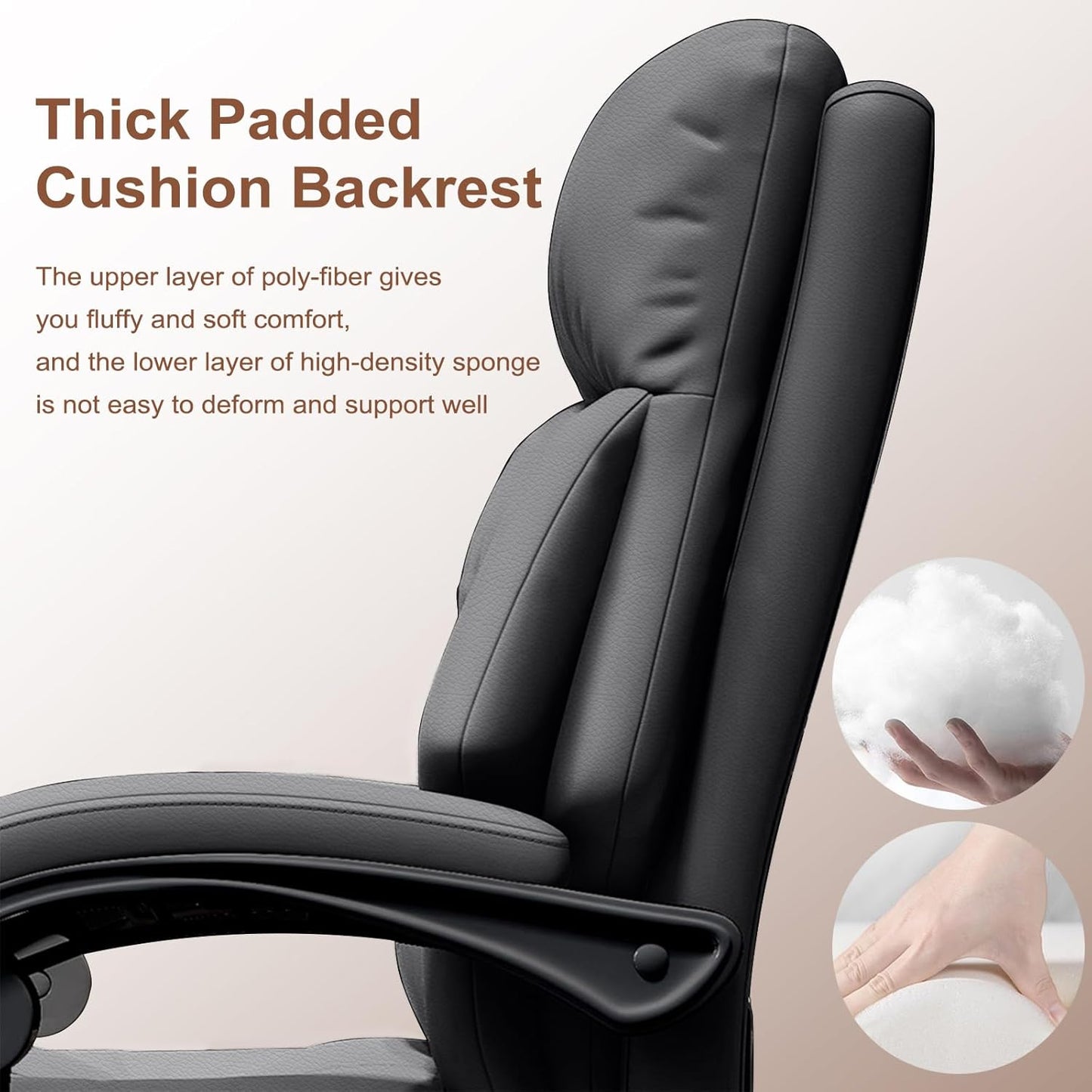 Executive Office Chair Comfortable Desk Chairs with Foot Rest High Back Computer Gaming Chairs Reclining PU Leather Swivel Work Chair for Home Office