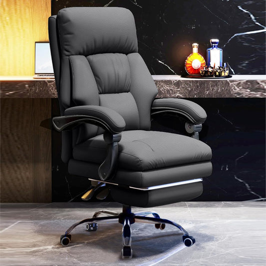 Executive Office Chair Comfortable Desk Chairs with Foot Rest High Back Computer Gaming Chairs Reclining PU Leather Swivel Work Chair for Home Office